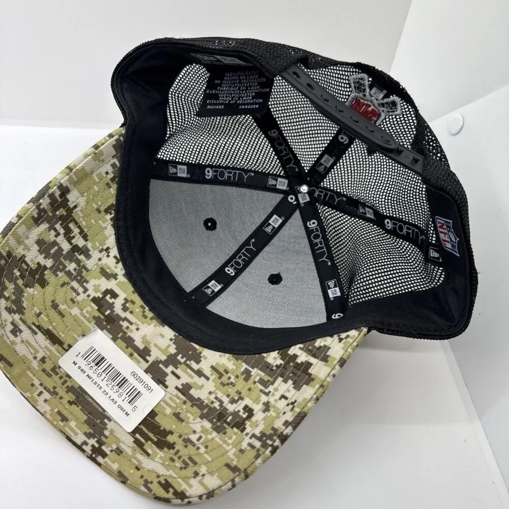 Las Vegas Raiders New Era Salute to Service 9Forty Camo Cap Trucker Hat Snapback - Picture 6 of 7
